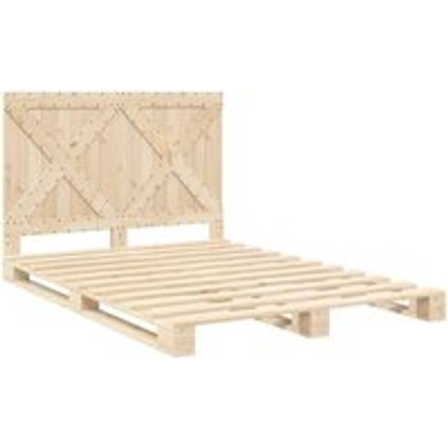 vidaXL Bed Frame without Mattress with Headboard 140x200 cm Solid Wood - Brown