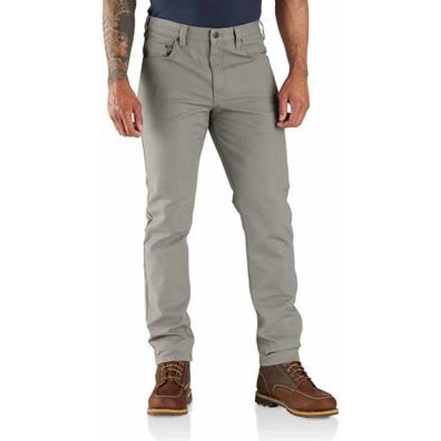 Carhartt Men's 106414 Rugged Flex Slim Fit Duck Tapered 5-Pocket Pant - 33W x 32L - Weather Ash