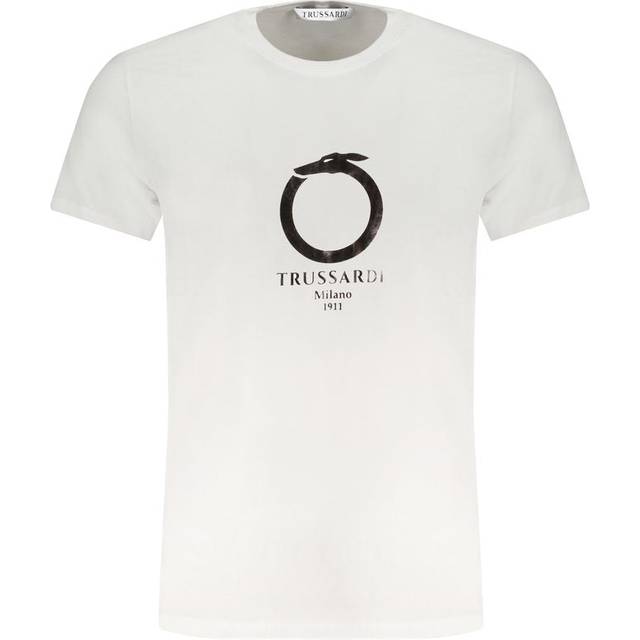 Trussardi Top Herre Strandtøj T-shirt Med Logo Print - Hvid