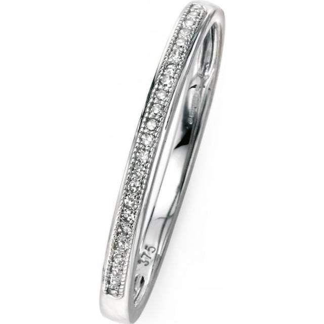 Elements 9ct White Gold Pave Set Diamond Ring GR512 / Size 58