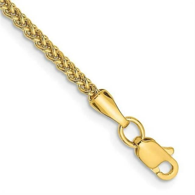 Quality Gold BC76-10 14K Yellow Gold 10 in. 2 mm Semi-Solid Wheat Anklet