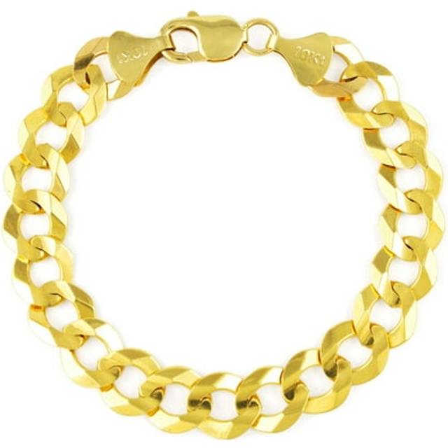 Mens 10k yellow gold solid 11.5mm cuban curb link chain bracelet 7.5" 8" 8.5" 9"