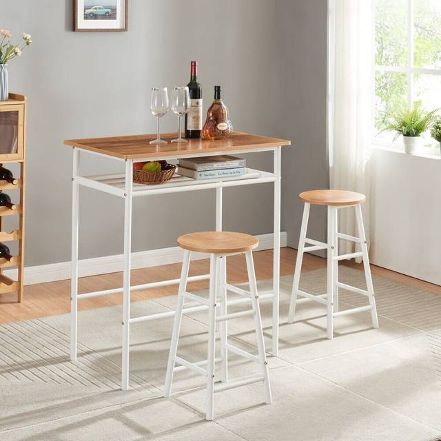 3 piece pub dining set,bar table and stools set,for kitchen dining room,pub,cafe
