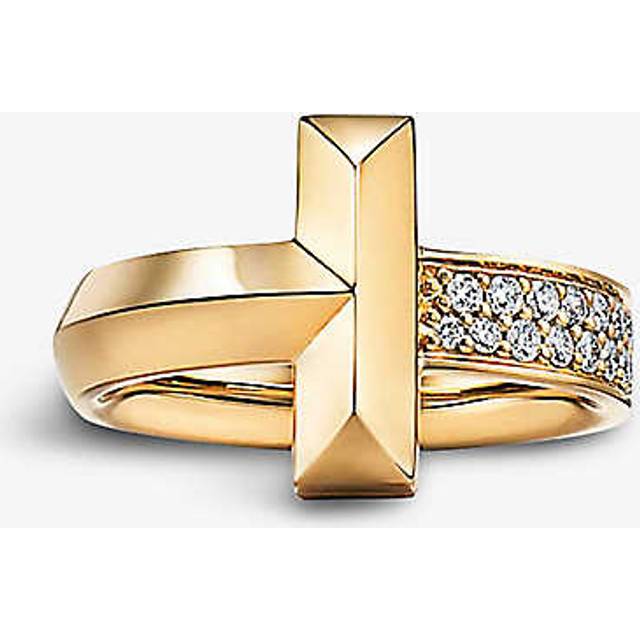 Tiffany & Co Womens 18ct Gold T T1 Wide Yellow-gold and 0.21ct Diamond Ring K