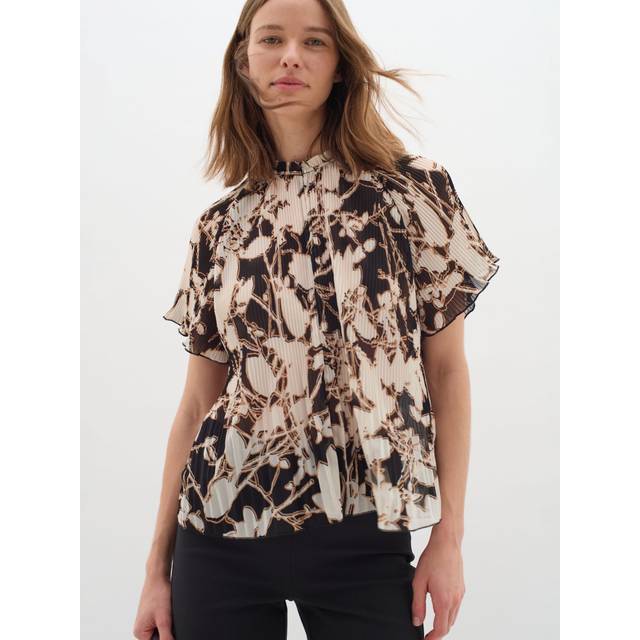 InWear, Blusar & Skjortor , Dam, XL, Polyester, Svart Silhuett Blommor Topp