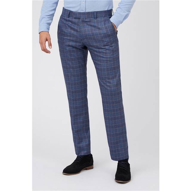 Antique Rogue Slim Fit Navy Blue With Multi Overcheck Men's Trousers - 44S