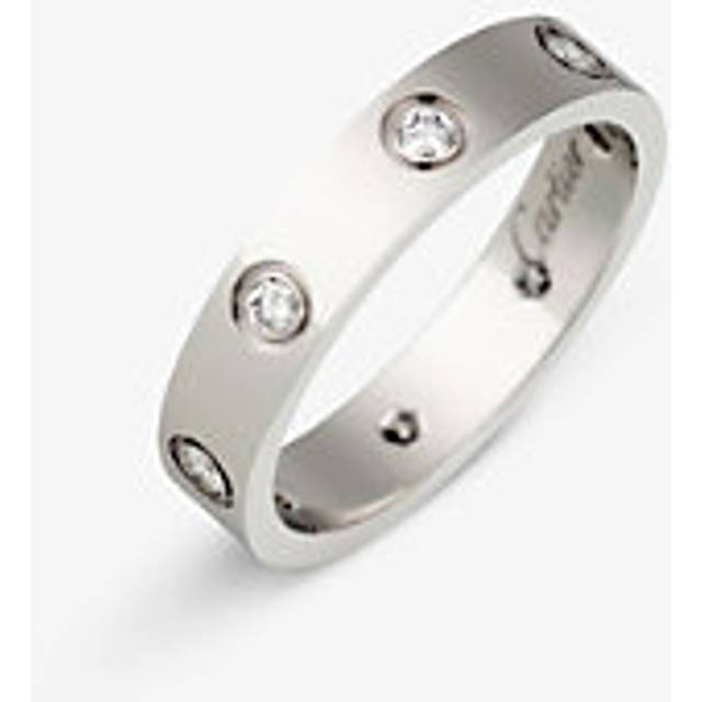 Cartier Womens White Gold Love 18ct and 8 Diamonds Wedding Band 52mm - WHITE GOLD