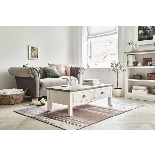 Painted Acacia & Ash Top Coffee Tables - 2 Drawer Coffee Table - Brompton Range - Oak Furnitureland