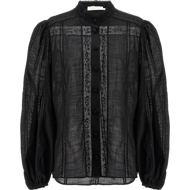 Zimmermann Women&#39;s Lace Trim Detail Shirt in Black | Size 2 | 1348TSS241BLK (2)