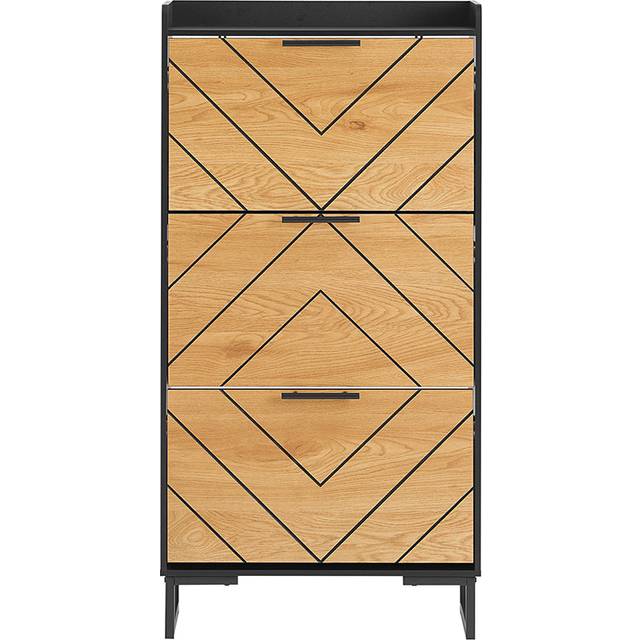 SoBuy FSR164-SCH, Shoe Cabinet Shoe Rack Shoe Storage Cupboard with 3 Flip-drawers, Black