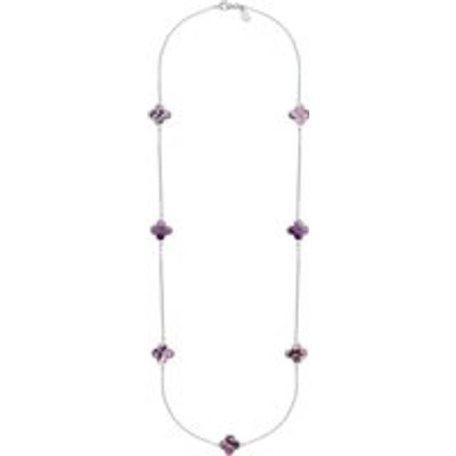 Sterling Silver Blue John Bloom Four Leaf Clover Long Necklace