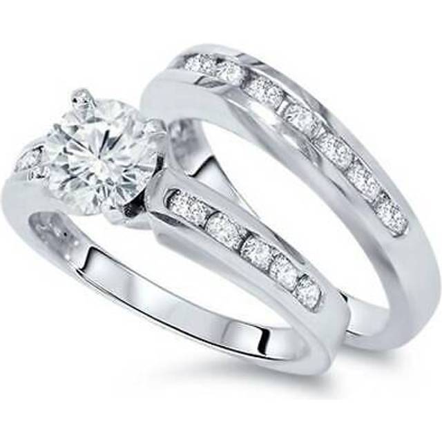 1/2ct Channel Set Round Solitiare Diamond Engagement & Wedding Ring White Gold