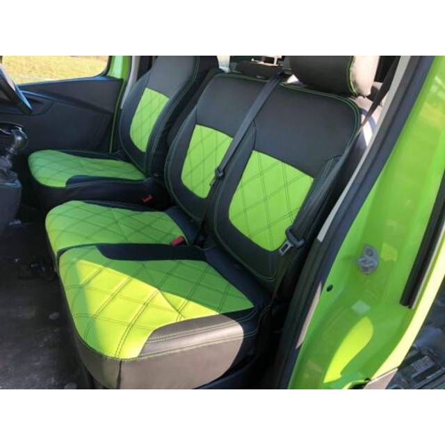 Seat covers for renault trafic eco leather and diamond stitching seats 2+1
