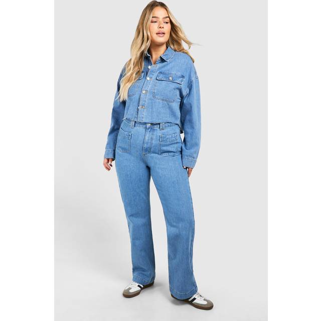 Womens Plus Straight Leg Jean With Front Pockets - White - 18, White