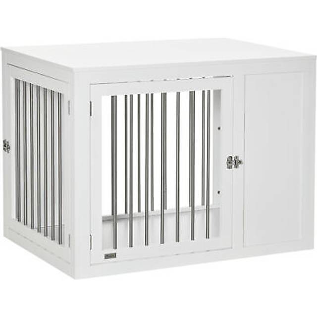 Pawhut furniture-style dog crate end table w/ 2 doors, for medium & large dogs