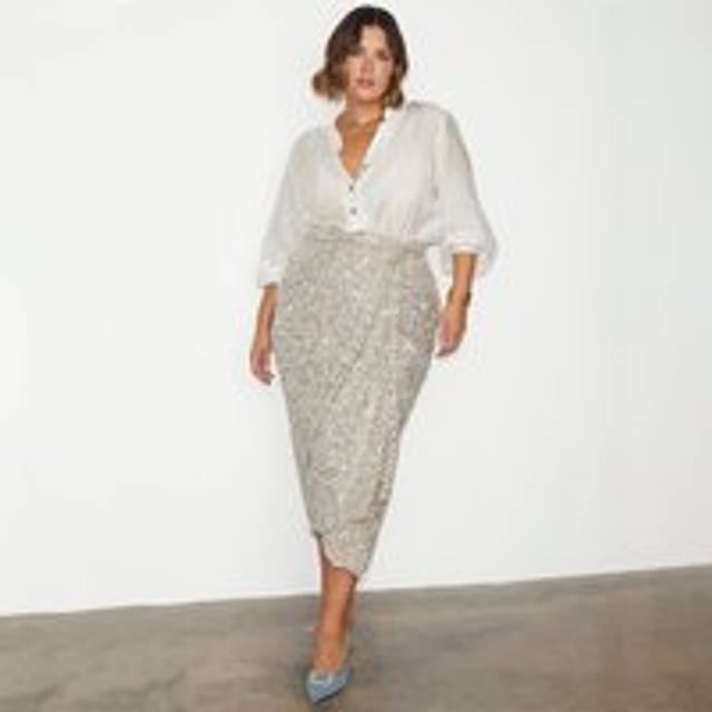 Never Fully Dressed Jaspre Sequin Skirt, Silver