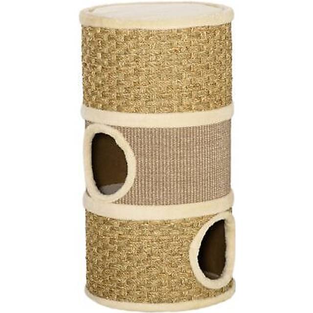 PawHut Cat Scratching Barrel Kitten Tree Tower with Sisal and Seaweed Rope
