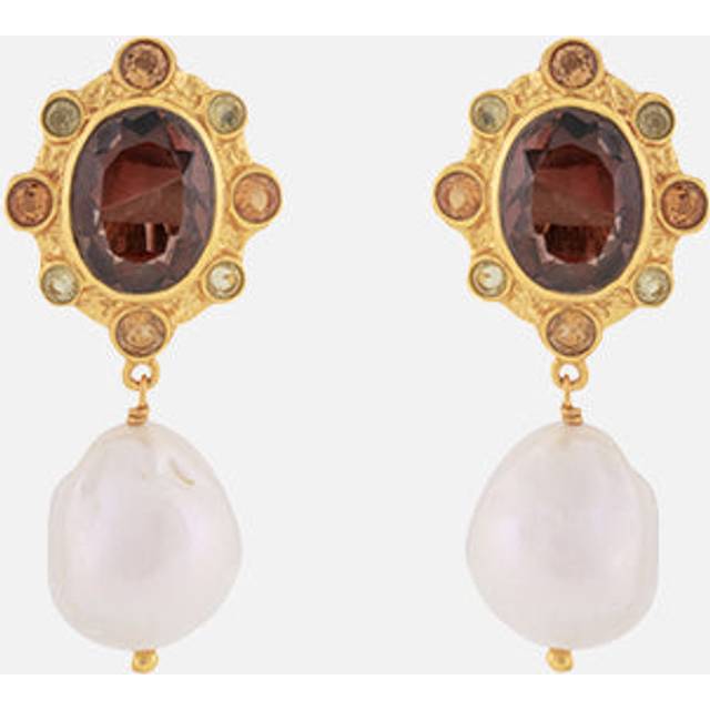 Vivi Smokey Quartz and Pearl Earrings Multi, O/S