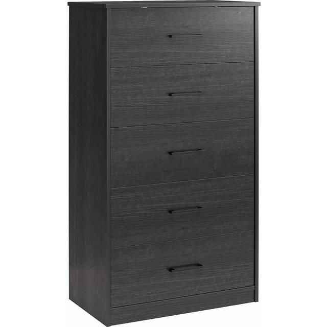 BrEZ Build Pearce Dresser 5DRW White Oak - Black Oak (126cm H X 71cm W X 40cm D)