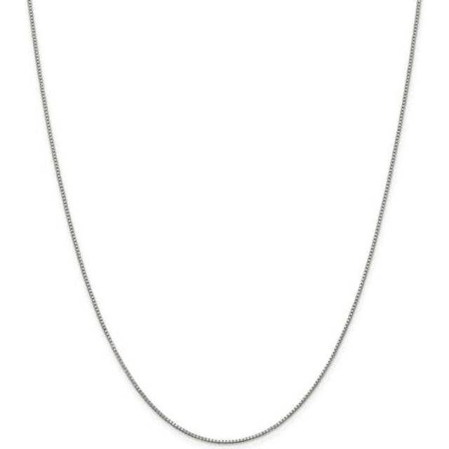 Dads & Grads QBX019RH-18 18 in. x 0.9 mm Sterling Silver Rhodium-Plated with 2 in. Extender Box Chain - Polished