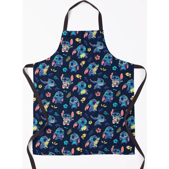 Cute Stitch Pattern 90s Kid, Cartoon Alien, Ohana, Hawaii Grill Aprons for Kitchen BBQ Chef