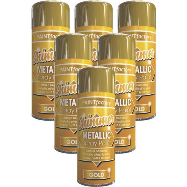 6 x 200ml Shimmering Metallic Gold Spray Paint Matt Gloss Wood Metal