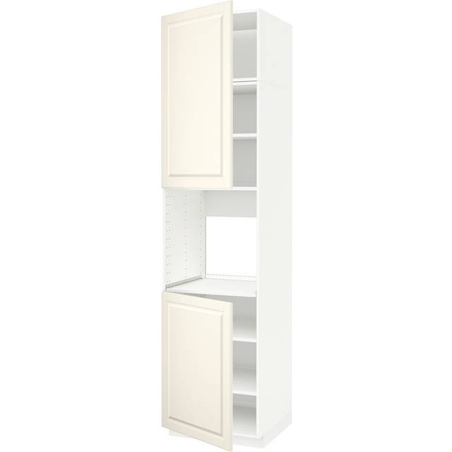 METOD högskåp f ugn m 2 dörrar/hyllplan, vit/Bodbyn off-white, 60x60x240 cm