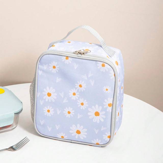 SHEIN Classic Insulated Lunch Box For Kids, Reusable Leakproof Soft Cooler Bag With Handle, Suitable For Boys And Girls, Perfect For School, Beach, Picnic