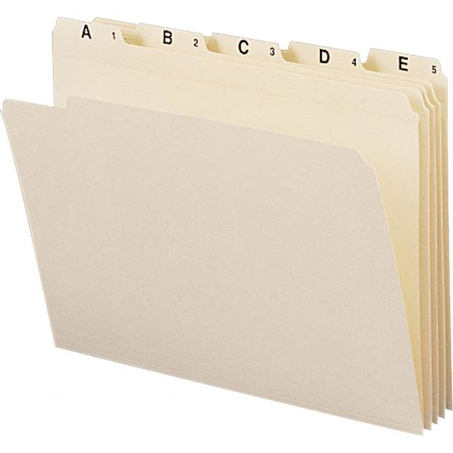Smead Indexed File Folders  Alphabetic  1/5-Cut Tab  Assorted Positions  Indexed A-Z  Letter  Manila  1 Set of 25 (11777)