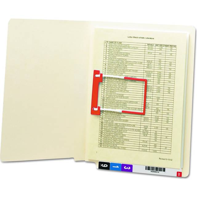 Smead End Tab Fastener File Folder  Shelf-Master Reinforced Straight-Cut Tab  1 U-Clip Fastener  Letter Size  Manila  50 per Box (34112)