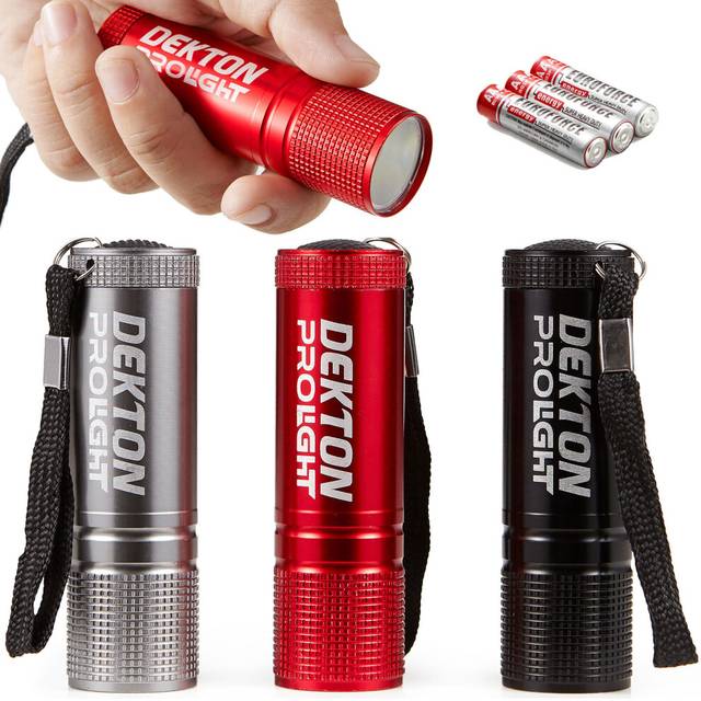 Dekton 3pc Tracker XF35 COB LED Black Silver Red Torch Flashlight Weatherproof