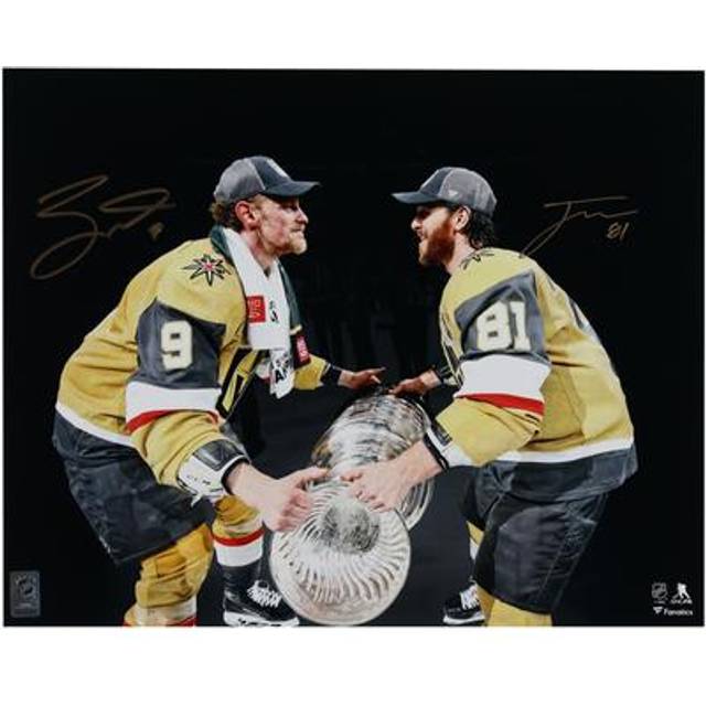 Jonathan Marchessault & Jack Eichel Vegas Golden Knights Autographed 2023 Stanley Cup Champions 16" x 20" Passing Cup Photograph