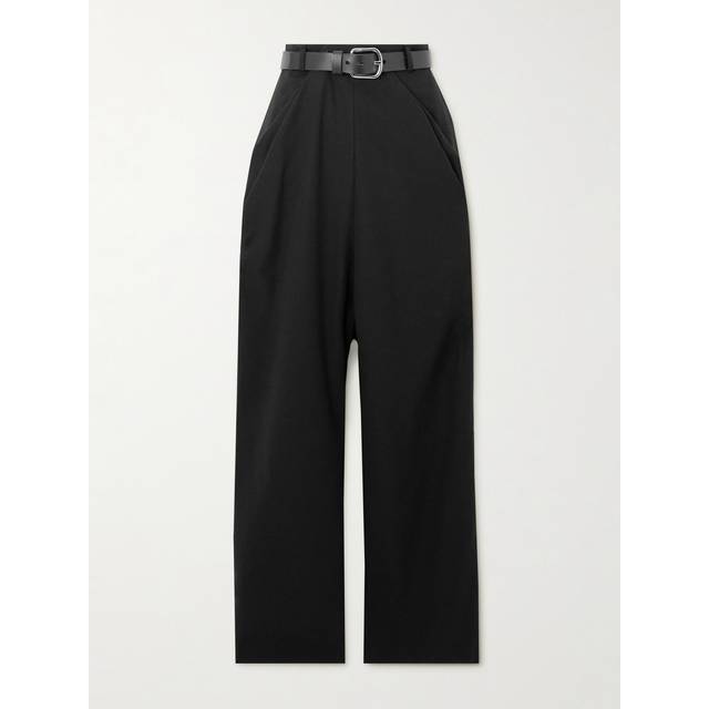 LOEWE - Belted Draped Cotton-twill Pants - Black - FR 40