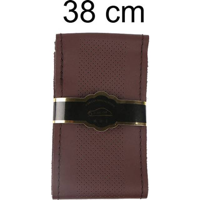 (38cm Brown) Top Genuine Leather Steering Wheel Cover Breathable Design/Auto Steering-Wheel