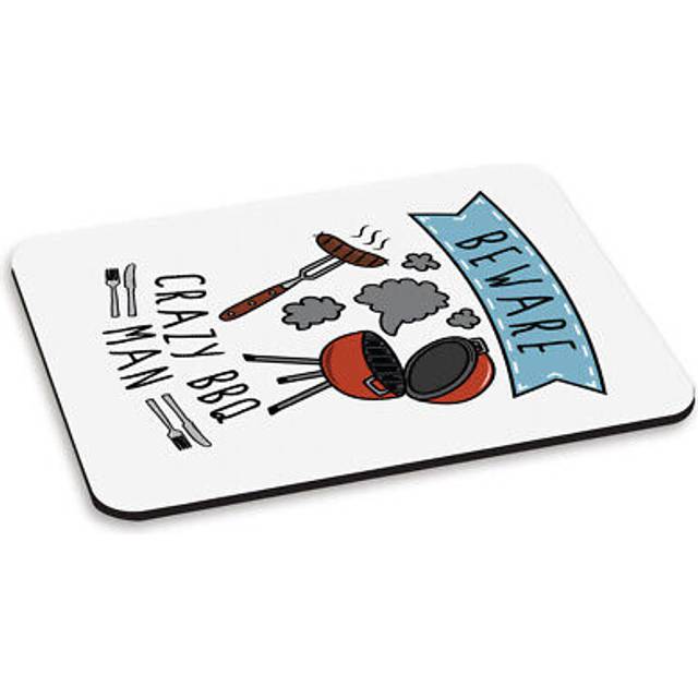 Beware Crazy Bbq Man Pc Computer Mouse Mat Pad Funny Chef Dad Fathers Day King
