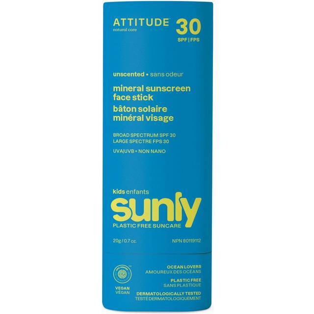 Attitude Sunly - Kids Mineral Sunscreen Stick Unscented 30 SPF 0.7 oz