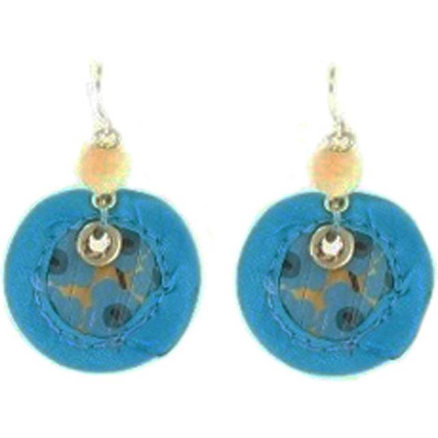 Les Trésors De Lily [R4298] - Handmade blue 'Mistinguette' earrings (Sakura) - 38x30mm blue