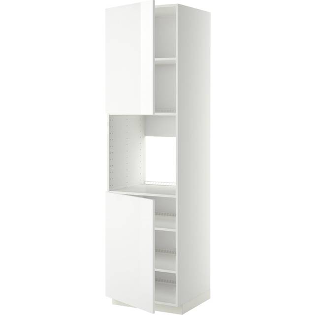METOD högskåp f ugn m 2 dörrar/hyllplan, vit/Ringhult vit, 60x60x200 cm