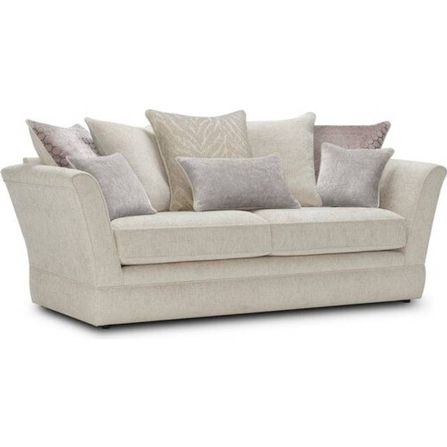 Natural with Stone Fabric Sofas - 3 Seater Pillow Back Sofa - Carrington Range - Oak Furnitureland
