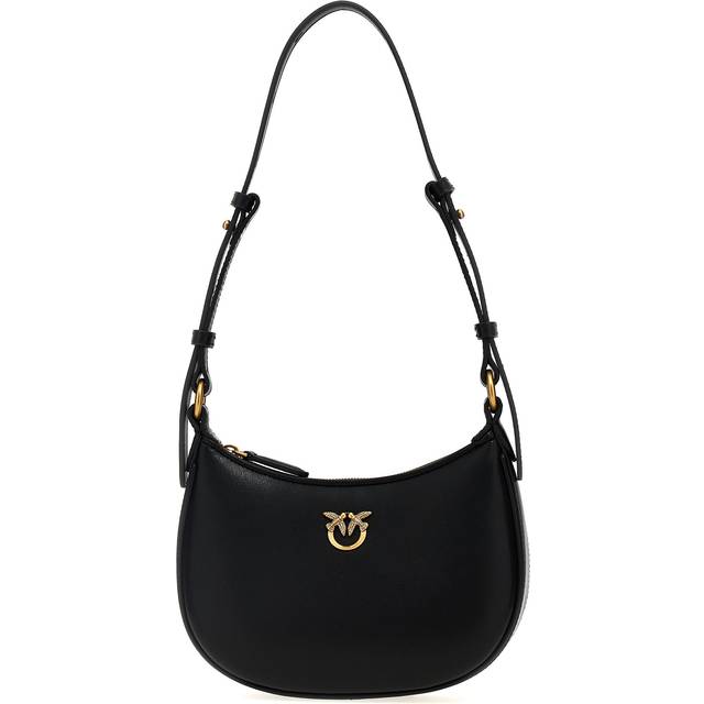 Pinko, Sac porté épaule Baby Half Moon en cuir, Noir-vieil or, U