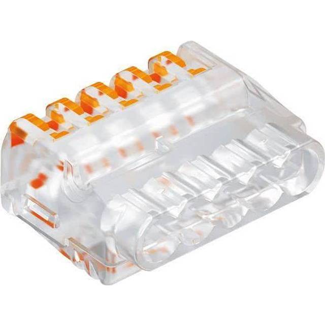 OBO Bettermann 2054458 61 525 FL Kopplingsklämma Flexibel: 0.2-2.5 mm² Styvhet: 0.2-2.5 mm² Antal poler: 5 1 st Transparent-orange