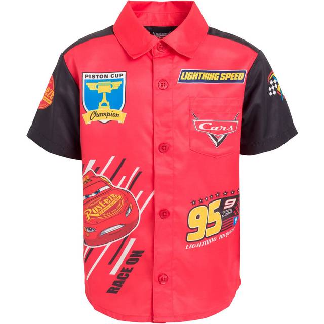 Disney Pixar Cars Lightning McQueen Toddler Boys Hawaiian Button Down