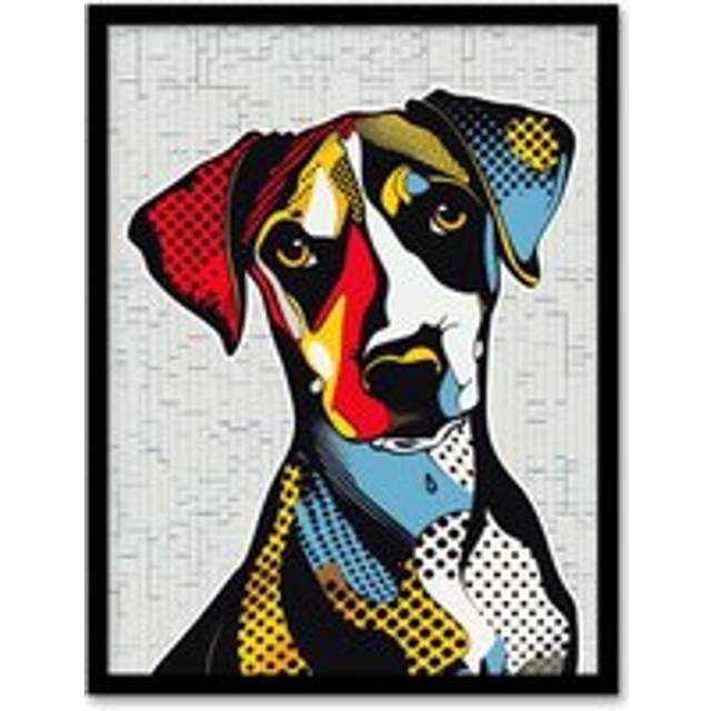 Dog Lover Pop Art Cute Pet Fun Portrait Framed Art Print - Multi - A4