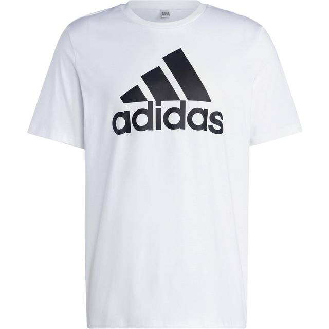 adidas för män. JE8943 Essential T-shirt med stor logotyp vit (S), Casual, Bomull, Kort ärm - Vit (S)