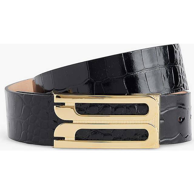 Victoria Beckham Womens Espresso Jumbo Frame Buckle-embellished Leather Belt S - ESPRESSO