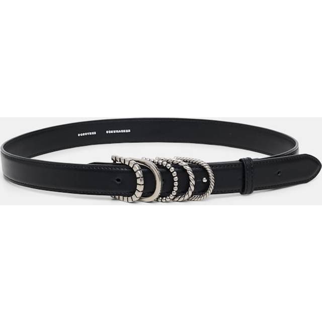 Soft calf leather belt with D-ring hardware - black (70)