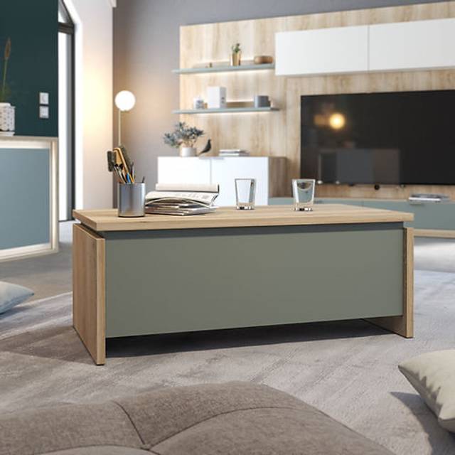 Lift-Top Cofféé Table N°12 - Brown oak (45cm H X 116cm W X 60cm D)