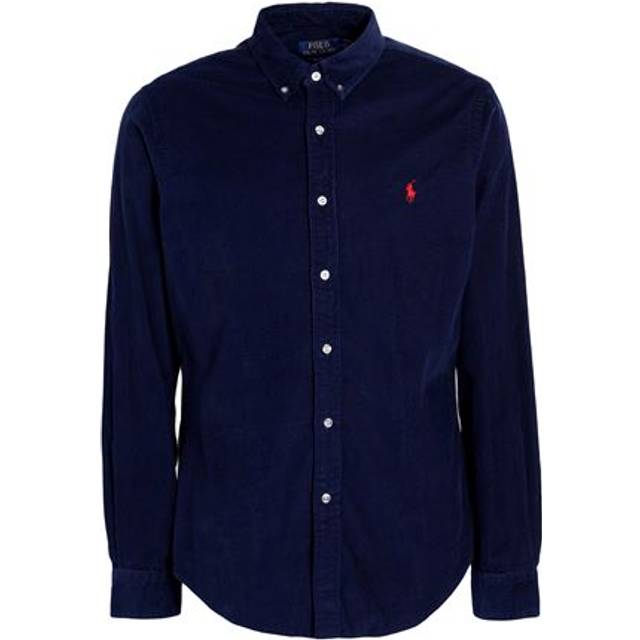 Cotton Corduroy Shirt in Slim Fit - Navy - XS