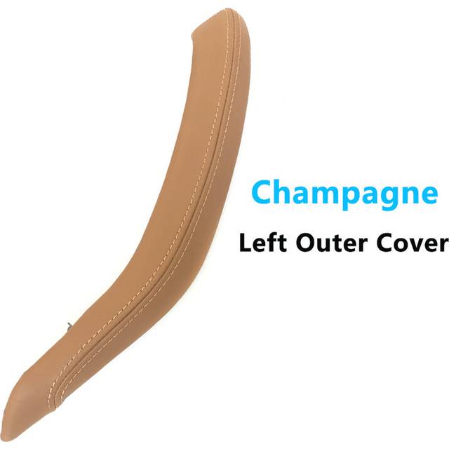 (champagne left) Car Interior Passenger Doors Pull Handle Outer Leather Cover Replacement