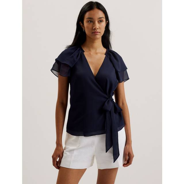 Ted Baker Frill Wrap Top, Navy